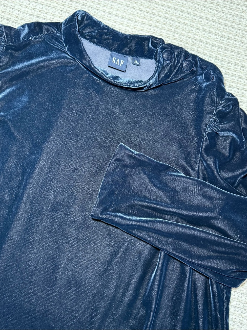GAP Shift Dress Size XL Navy Blue Mock Neck Velvet Long Sleeve Holiday Classic